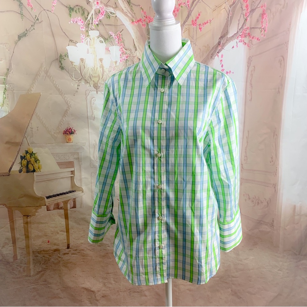 JMclaughlin Green Plaid Button Down Shirt